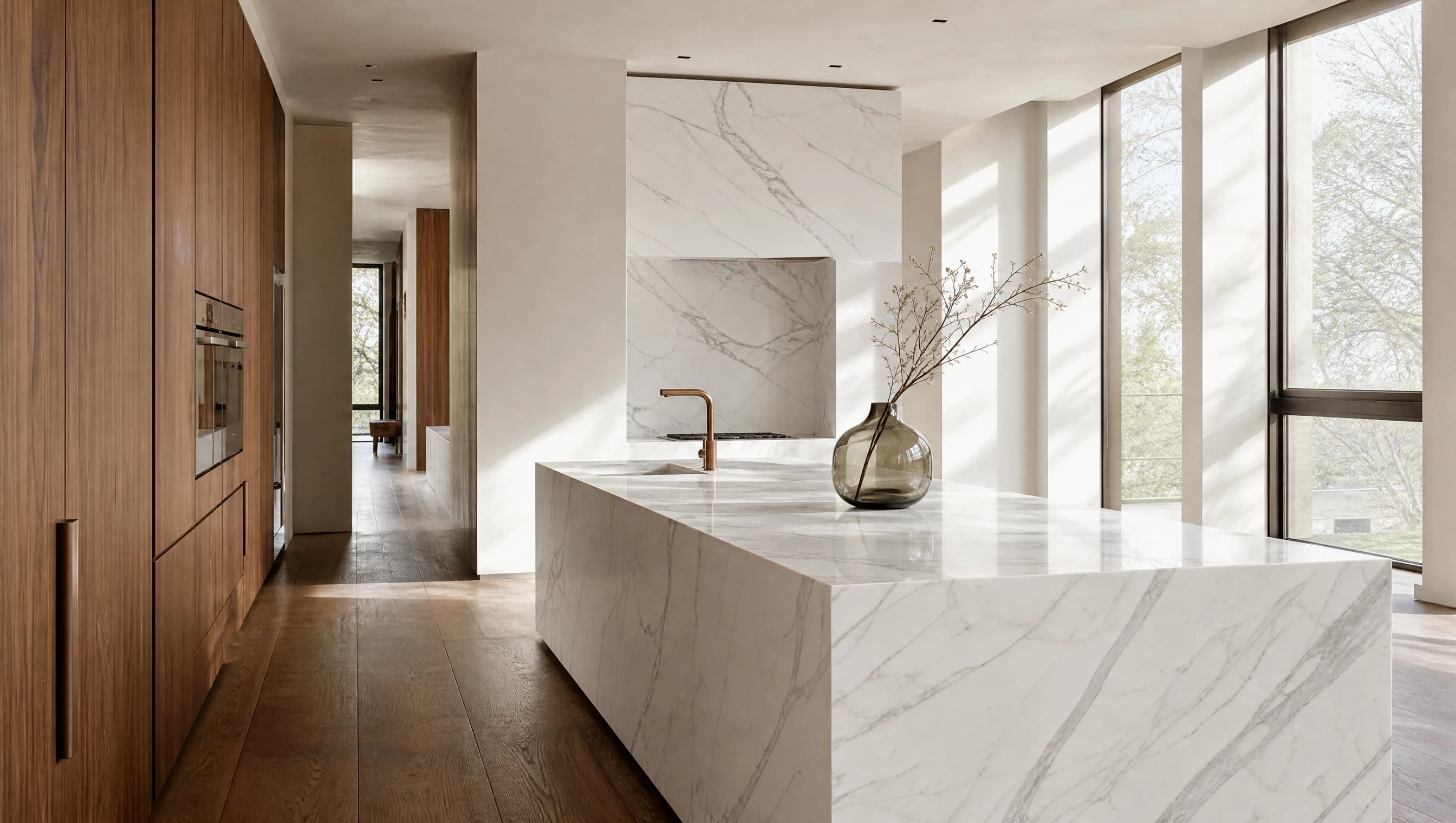Cocina conceptual de Vincular Premium con isla de mármol